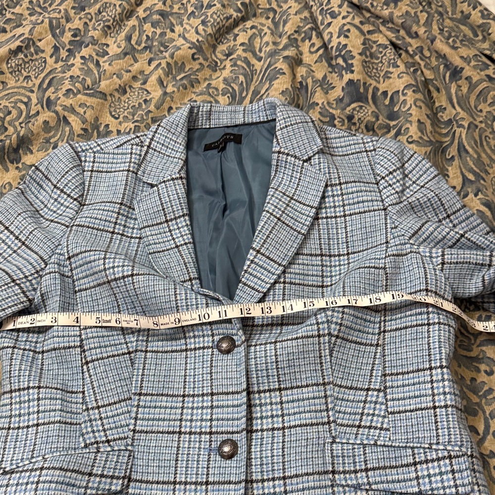 Talbots Blue and Black Plaid Blazer. Winter weight.